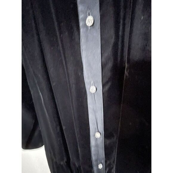 Chez California By Tandy Size 14W Black Velvet Dress Rhinstone Buttons Modest - Picture 3 of 7